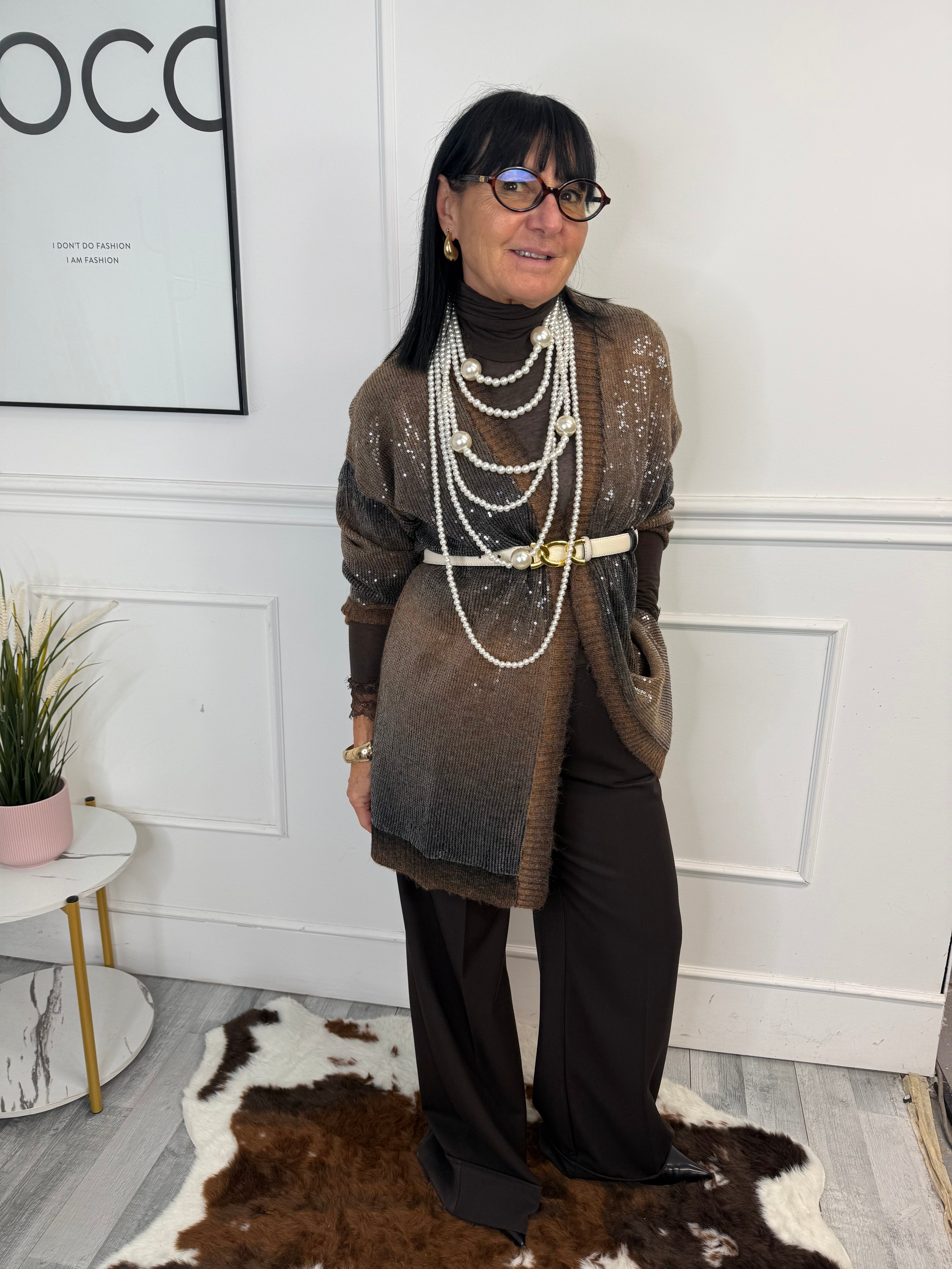 Cardigan Paillettes Marrone LiuJo