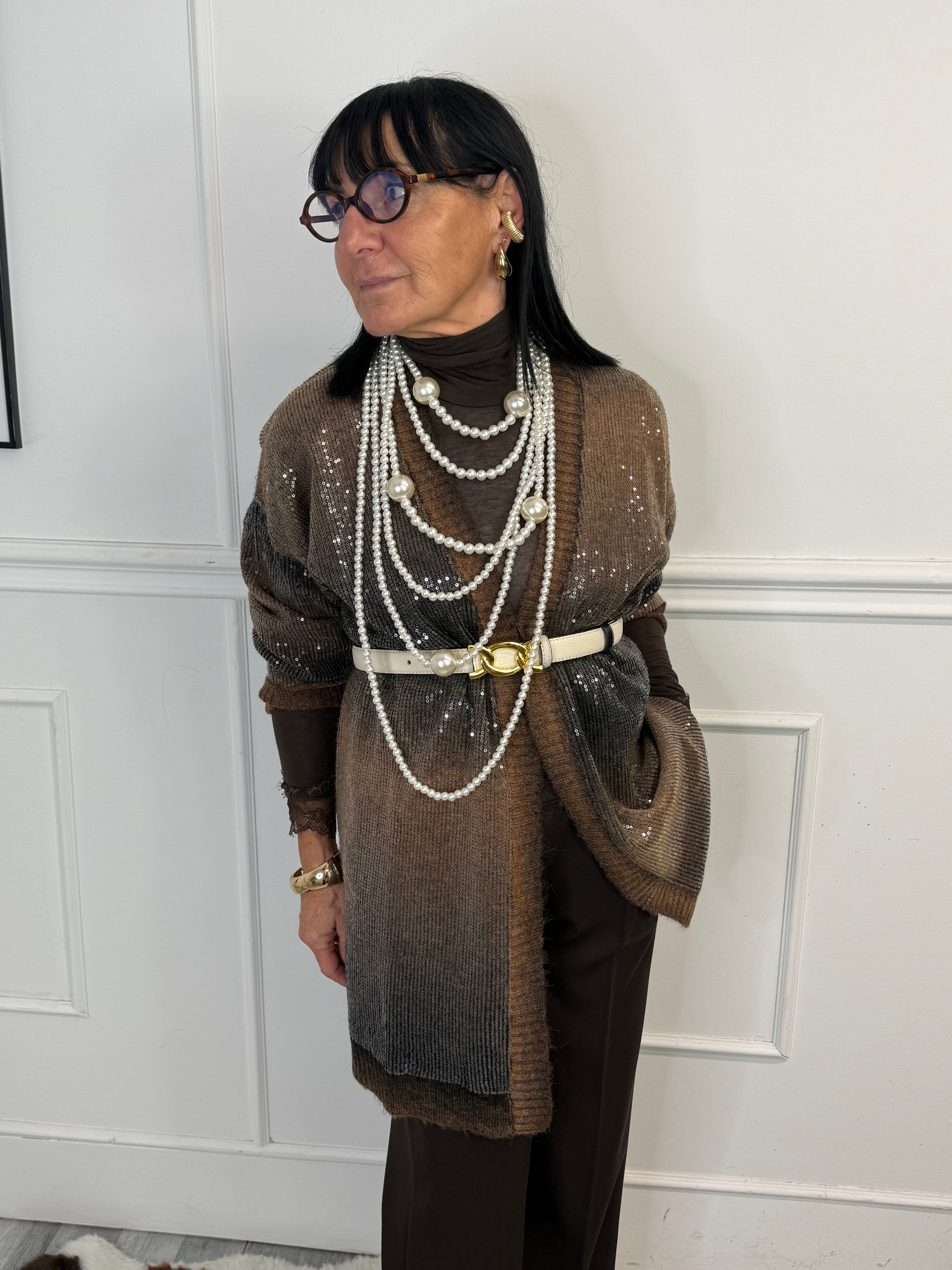 Cardigan Paillettes Marrone LiuJo