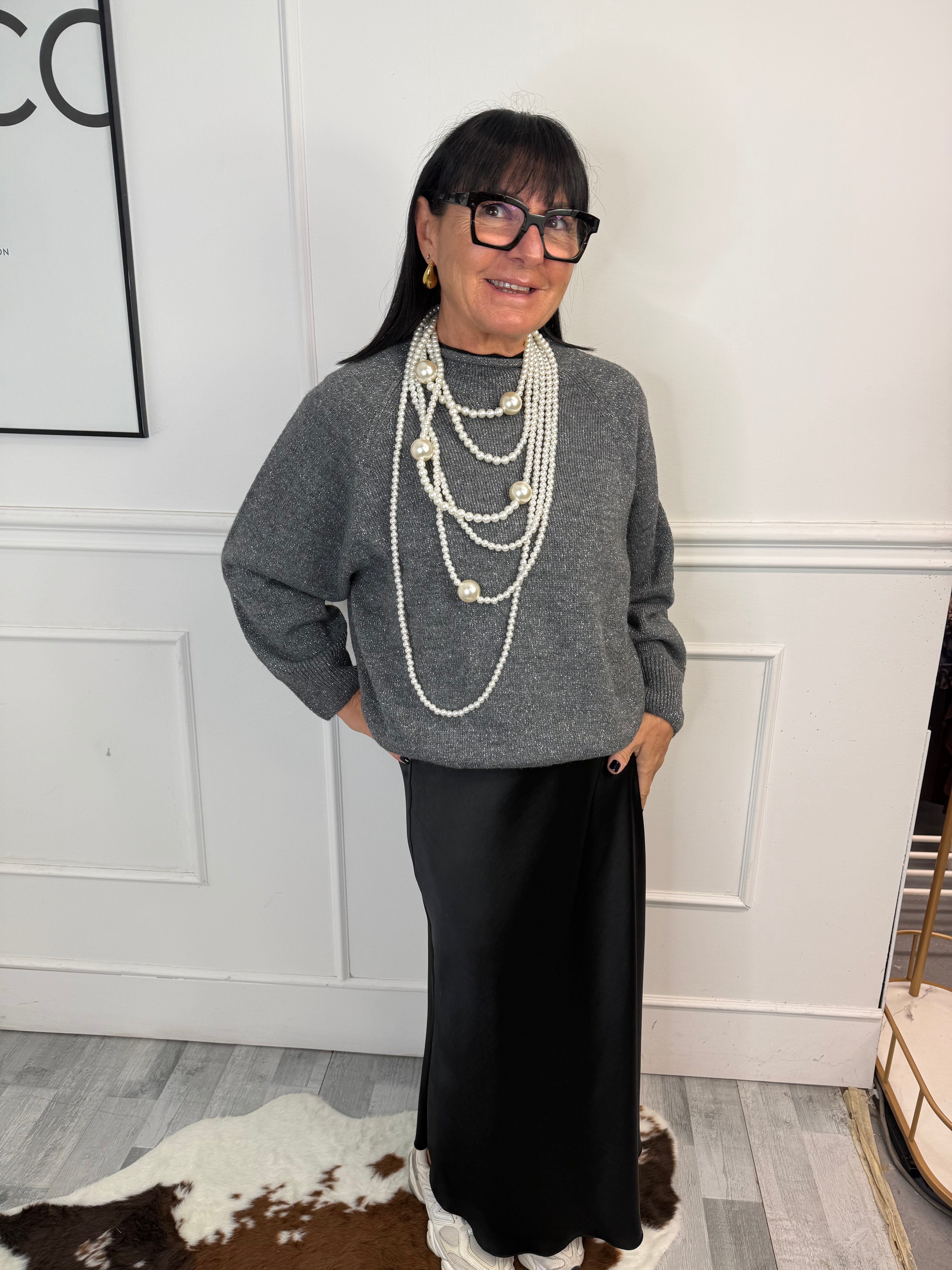 Maglia Glitter Grigia Kontatto