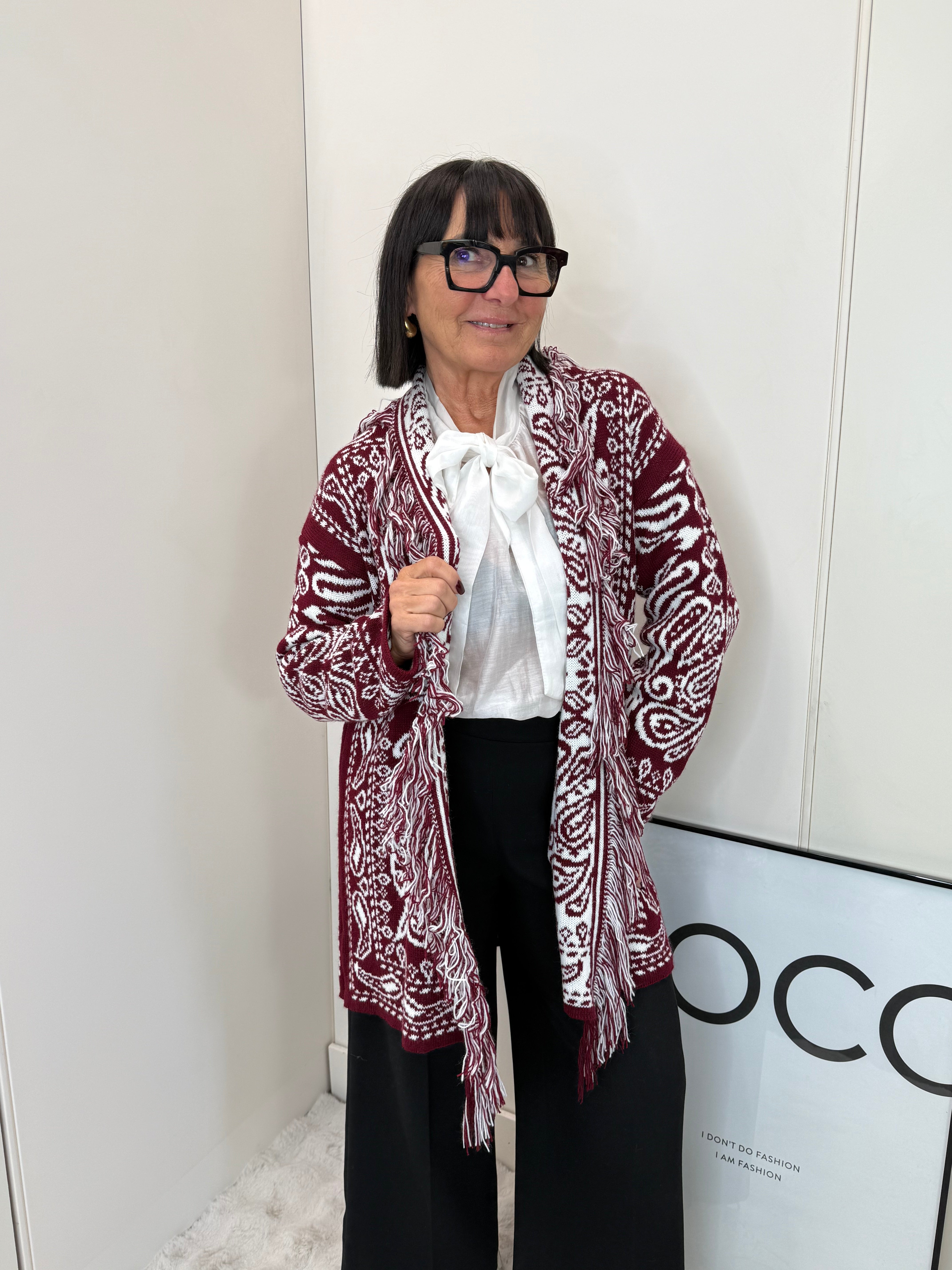 Cardigan India Bordeaux