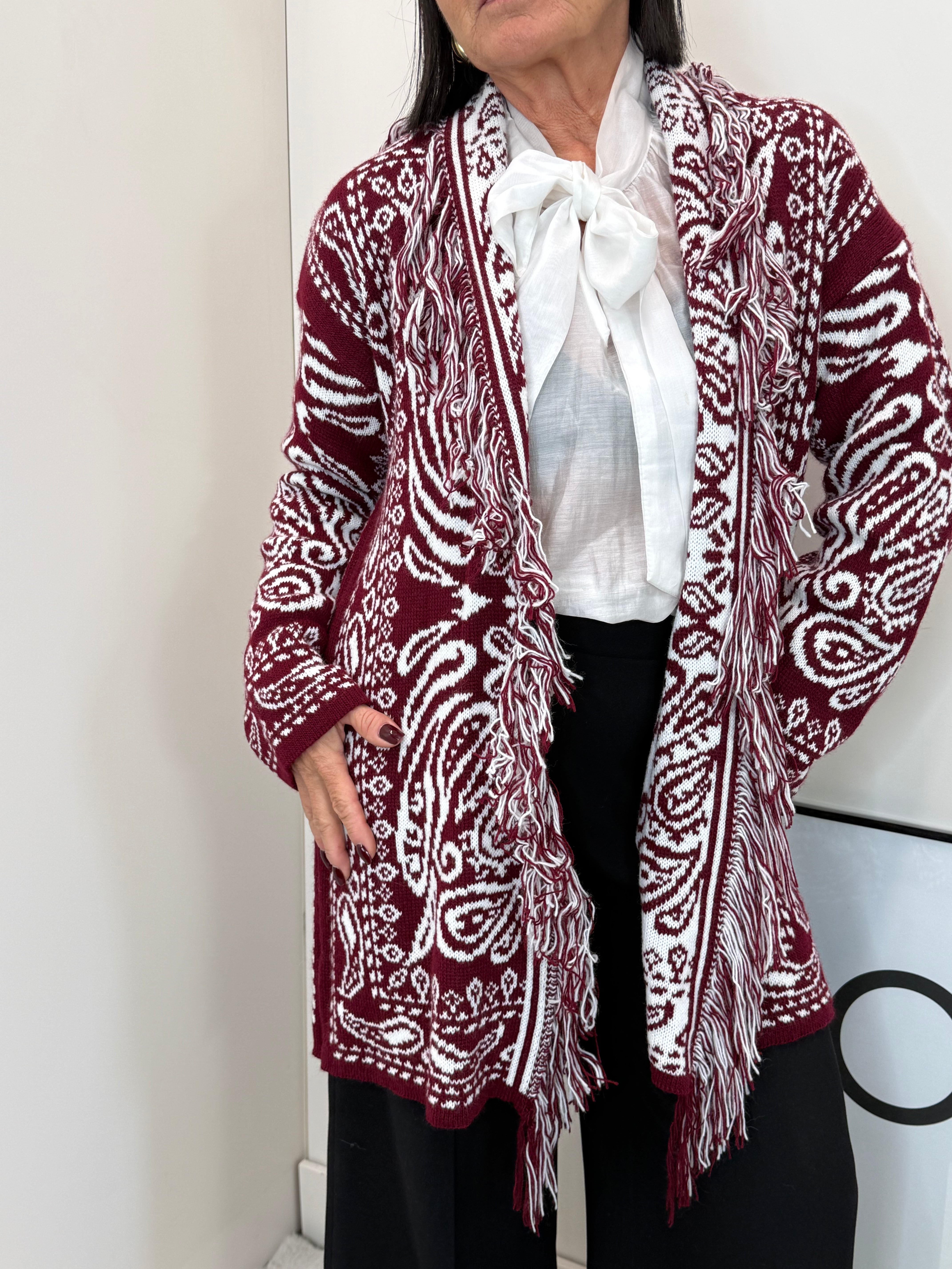 Cardigan India Bordeaux