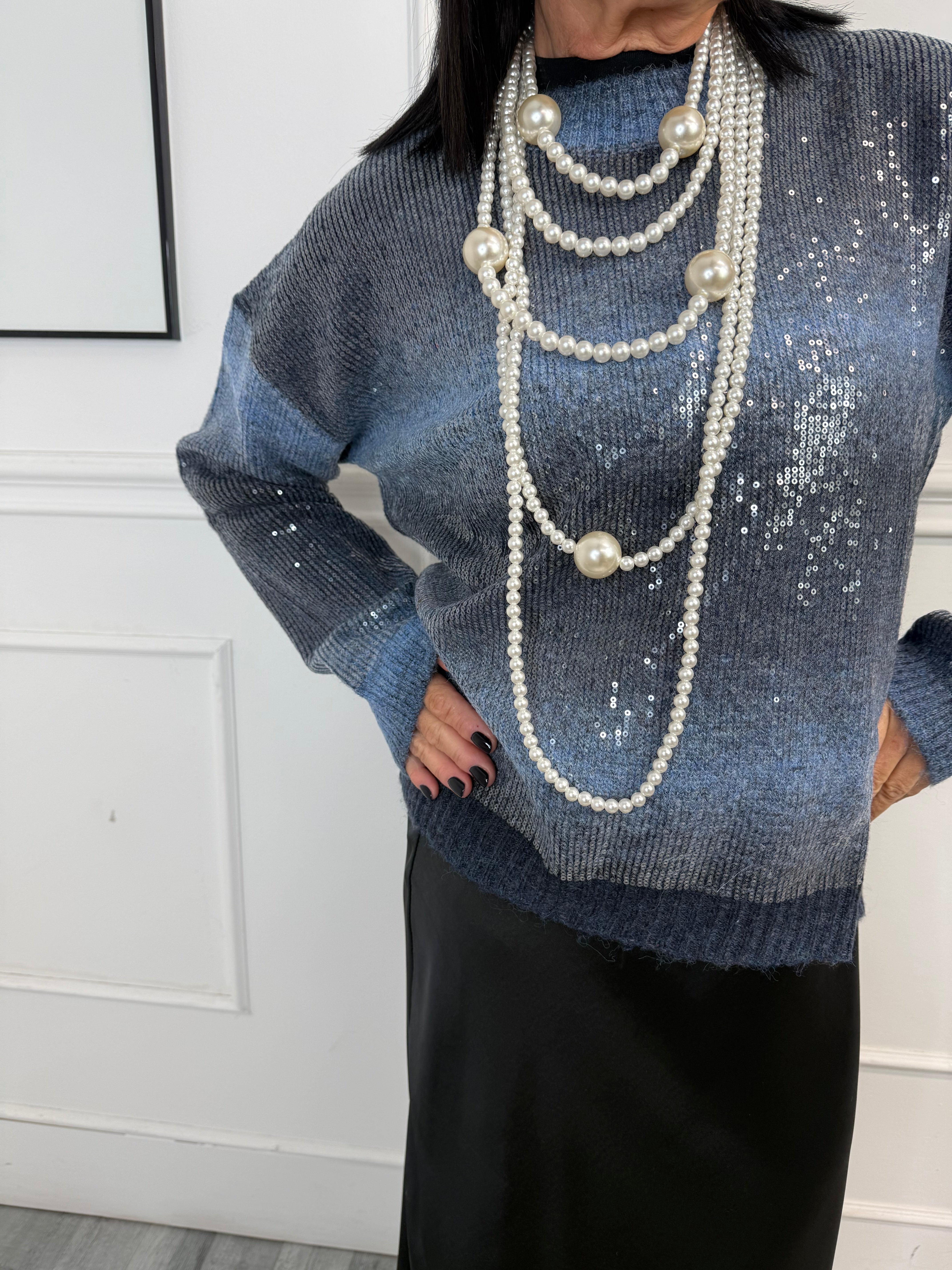 Maglia Paillettes Azzurra LiuJo