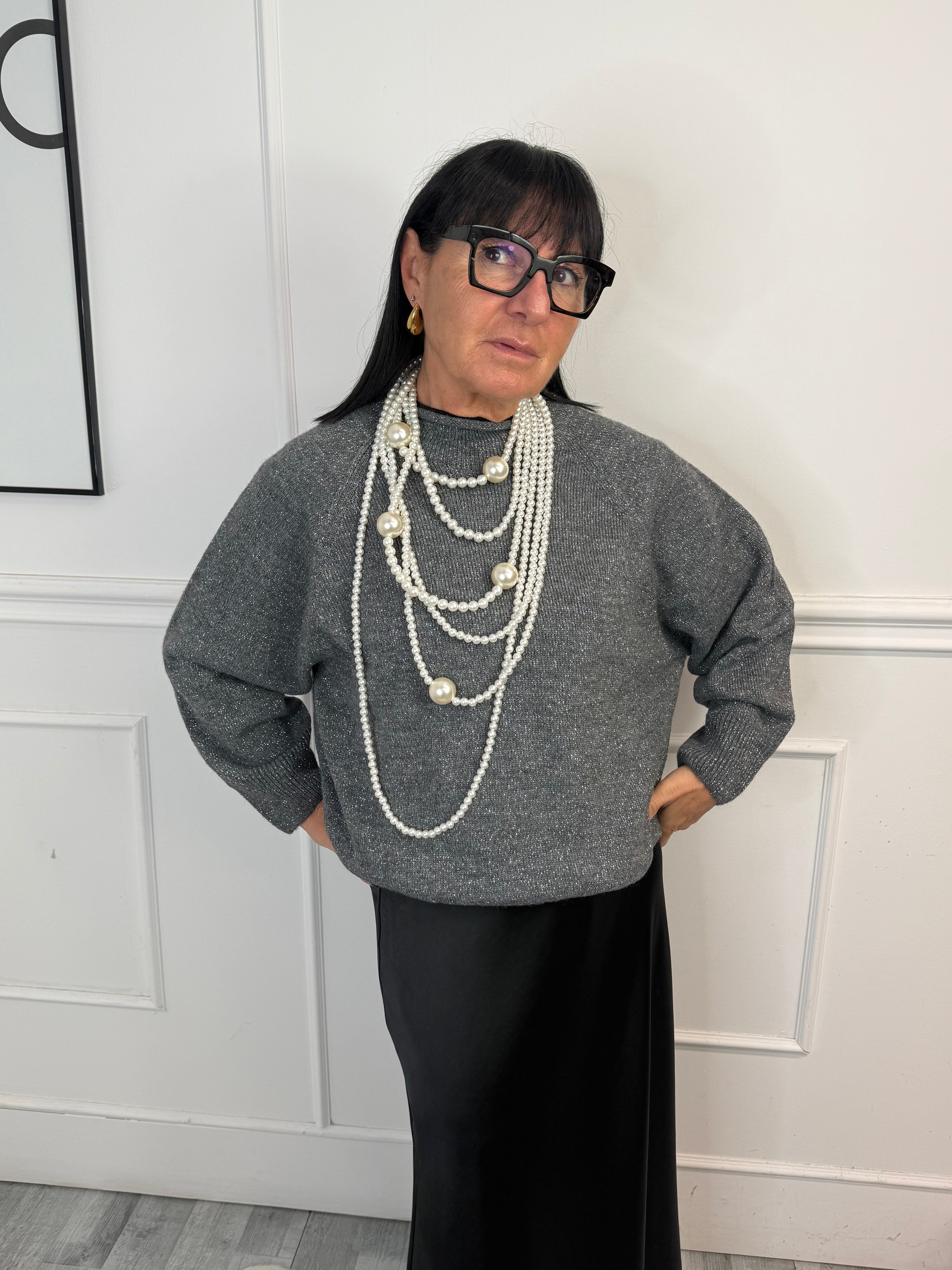 Maglia Glitter Grigia Kontatto