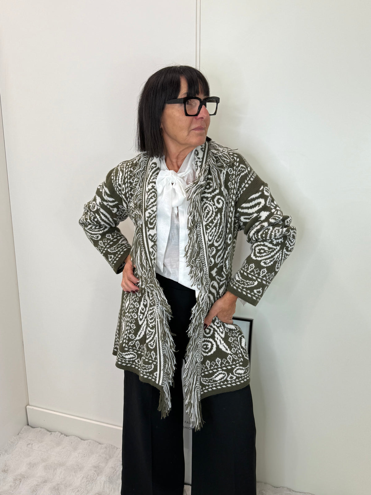 Cardigan India Verde Militare