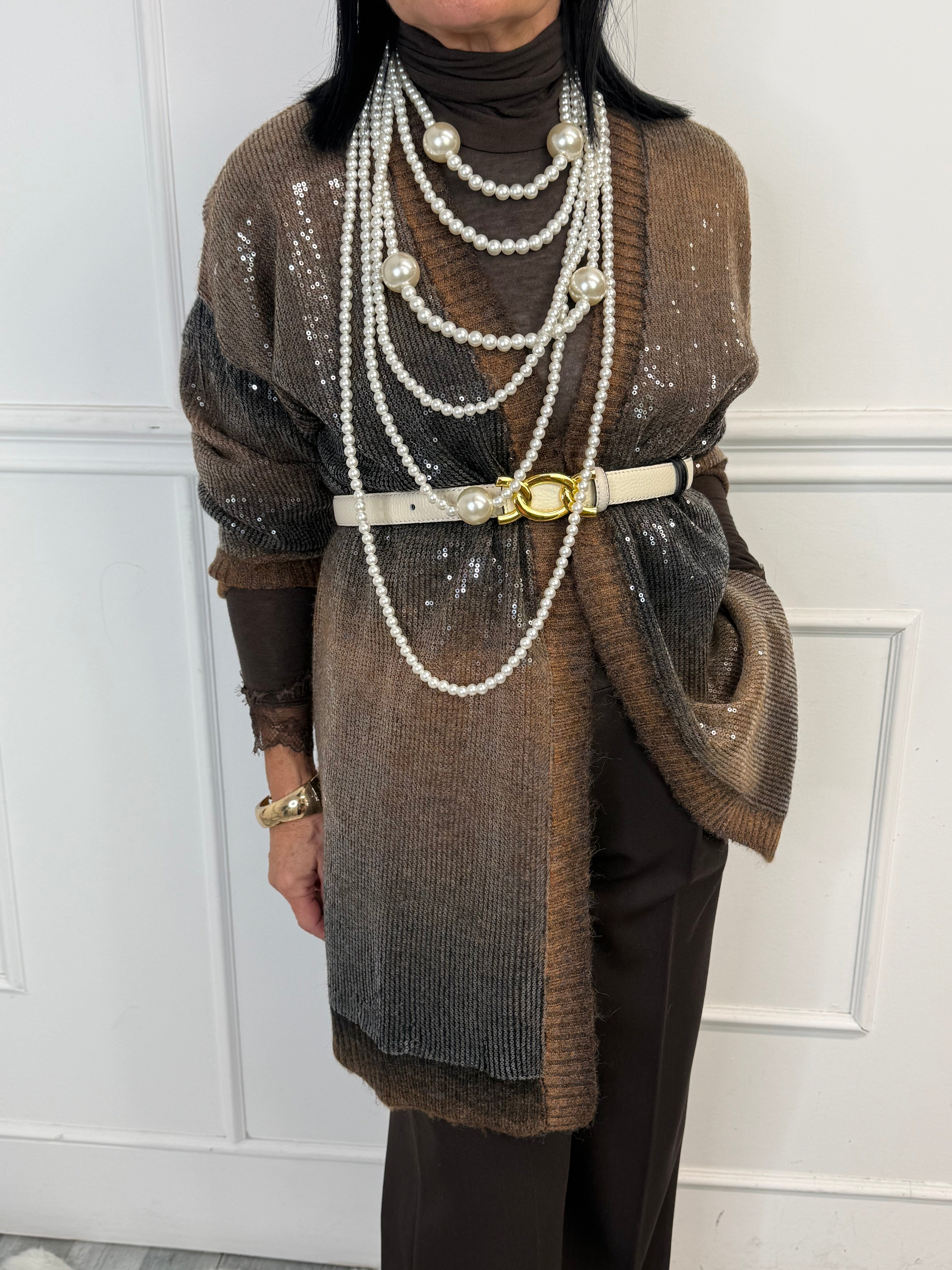 Cardigan Paillettes Marrone LiuJo