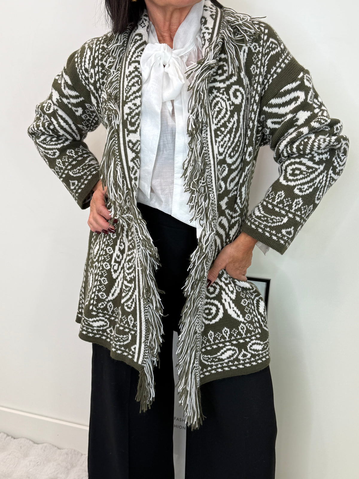 Cardigan India Verde Militare