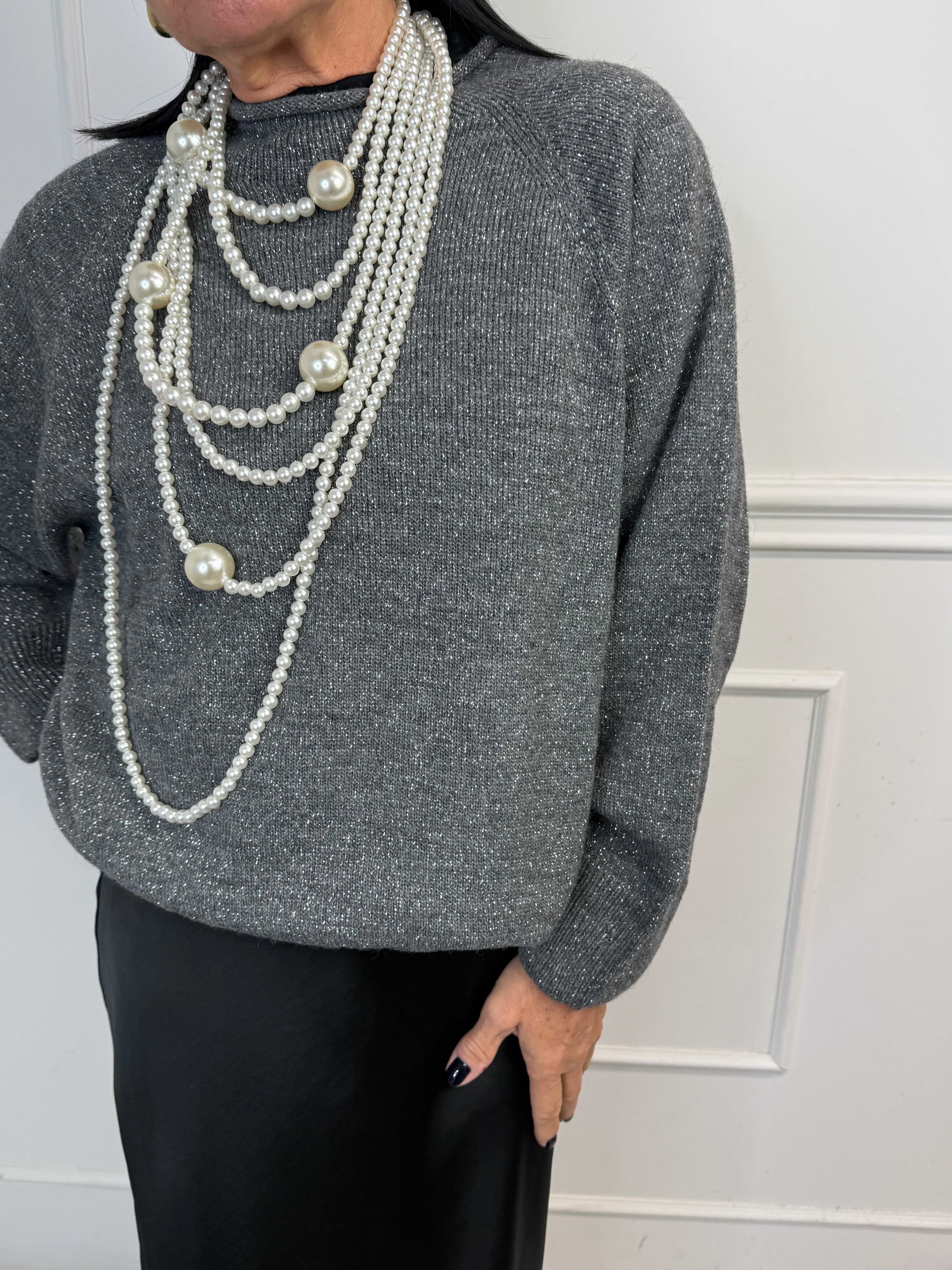 Maglia Glitter Grigia Kontatto