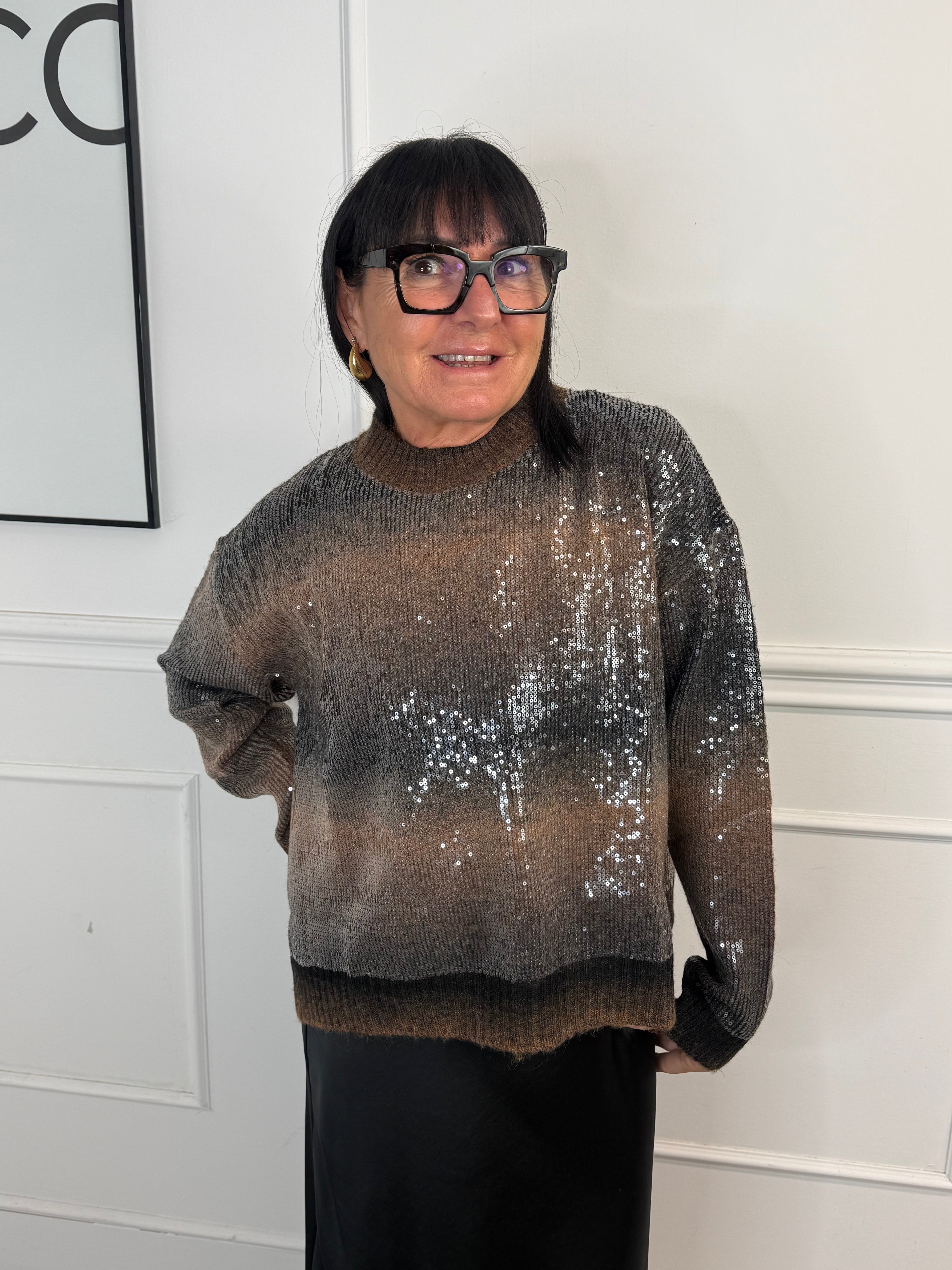 Maglia Paillettes Marrone LiuJo