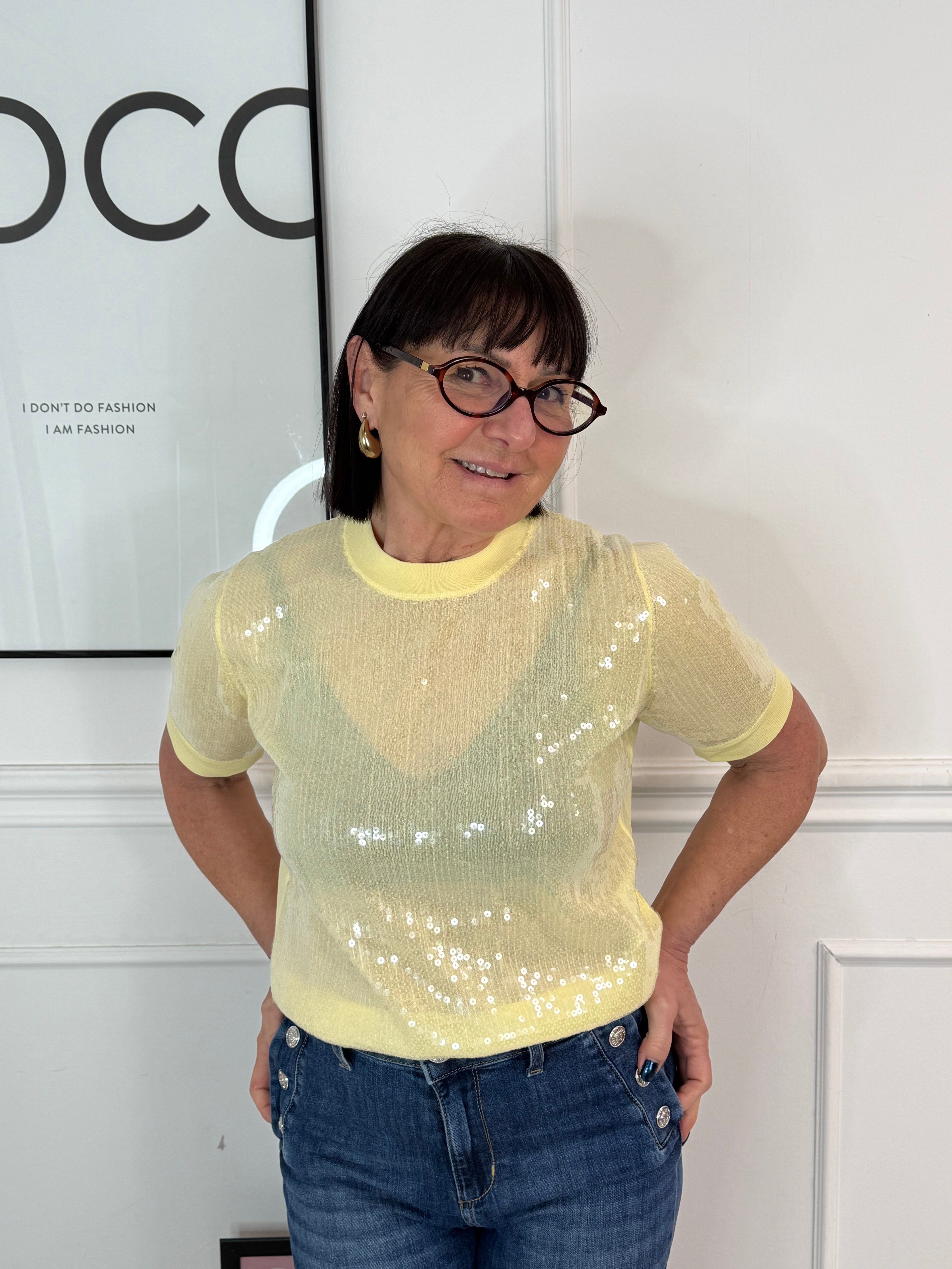 Top Paillettes Gialla LiuJo