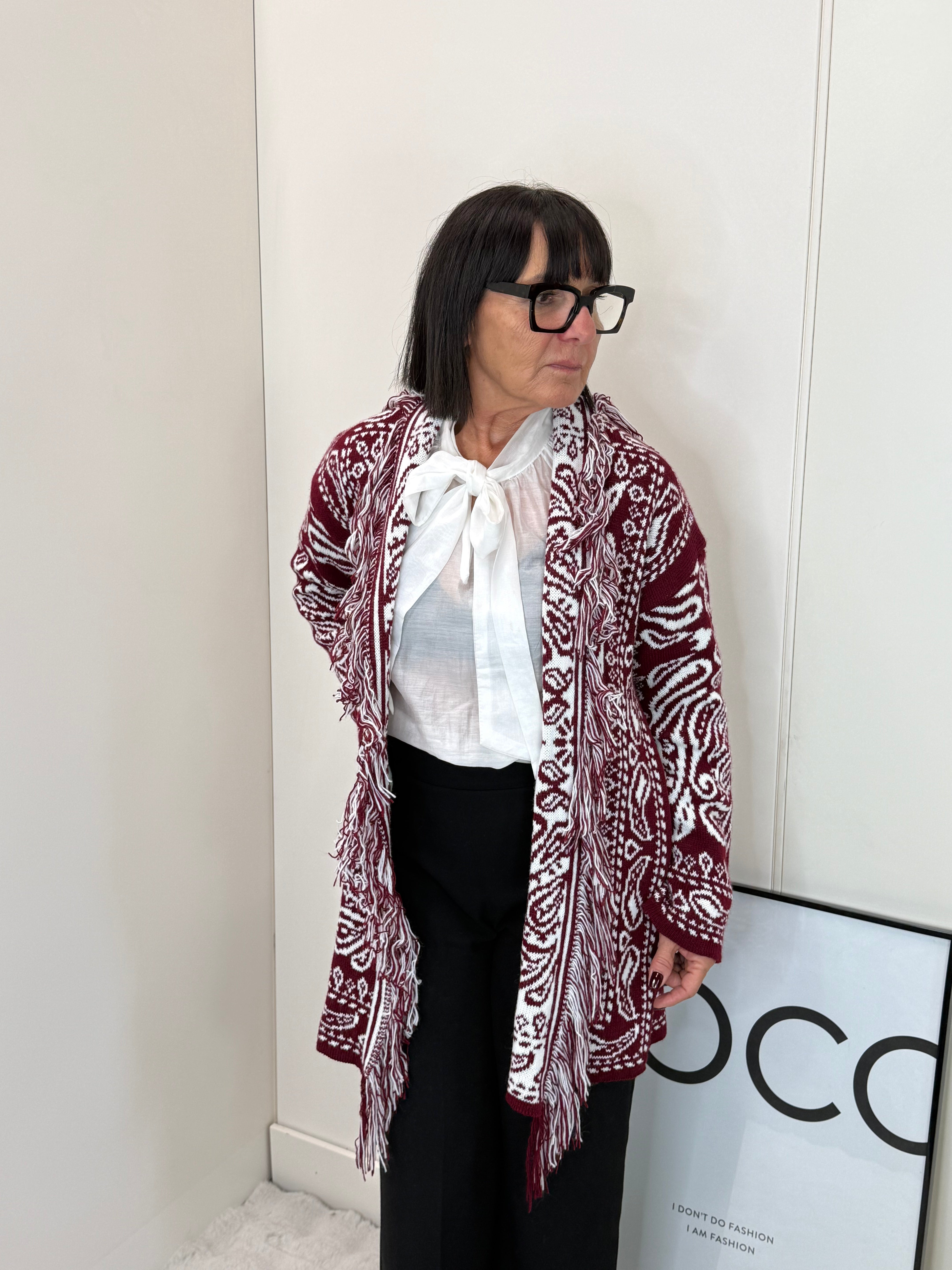 Cardigan India Bordeaux
